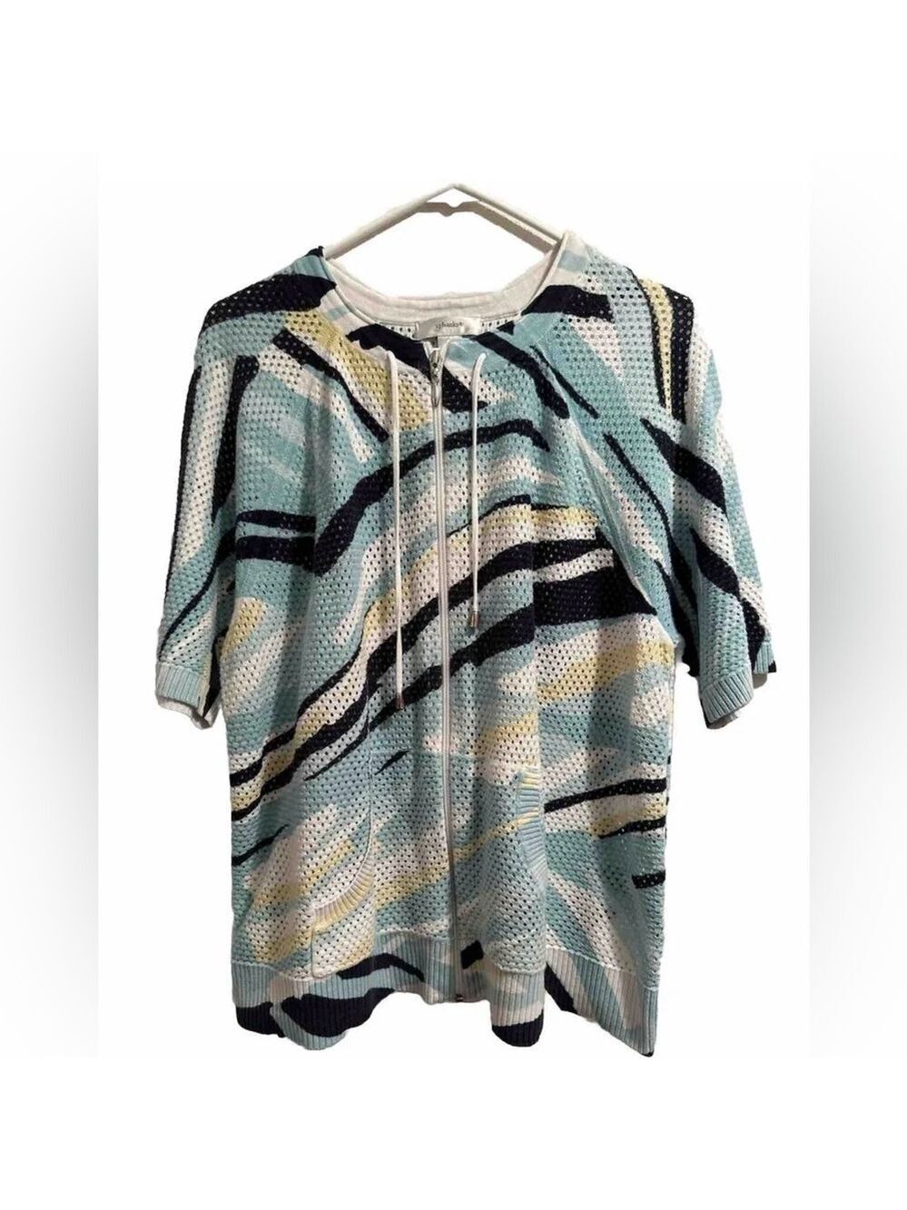 Cj Banks Womens 1X 100% Cotton Beach Coverup With Zipper To Cover Swim Suit
